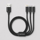 Дата-кабель 3 в 1: micro USB, USB-C, Ligthning, алюминий, 1.2м, черный, Deppa