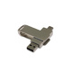 USB 2.0- флешка на 16 Гб поворотный механизм 2 в 1, c дополнительным разъемом Type-C с одноцветным металлическим клипом, серый
