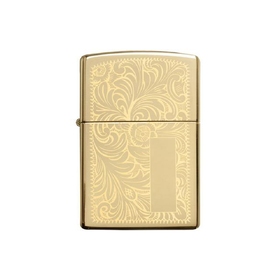 Зажигалка ZIPPO Venetian с покрытием High Polish Brass, латунь/сталь, золотистая, 38x13x57 мм