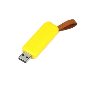 USB-флешка промо на 4 Гб прямоугольной формы, выдвижной механизм, желтый