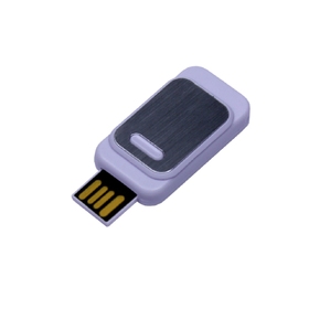 USB-флешка промо на 32 Гб прямоугольной формы, выдвижной механизм, белый