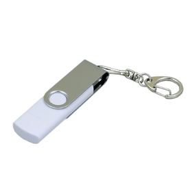 Флешка с поворотным механизмом, c дополнительным разъемом Micro USB, 16 Гб, белый