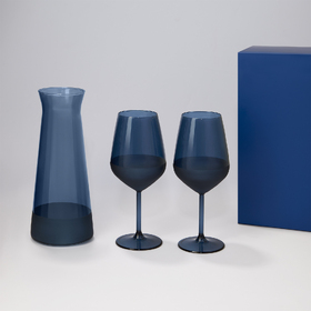 Подарочный набор декантер + 2 бокала для вина Сапфир (Sapphire) в синей коробке