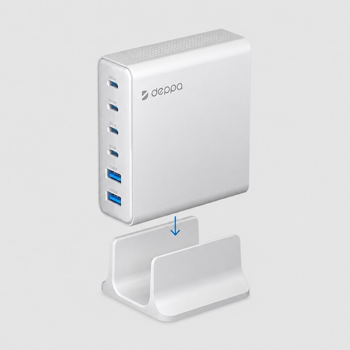 Зарядная станция 4xUSB Type-C, 2xUSB, PD, QC, 160Вт, белый, Deppa