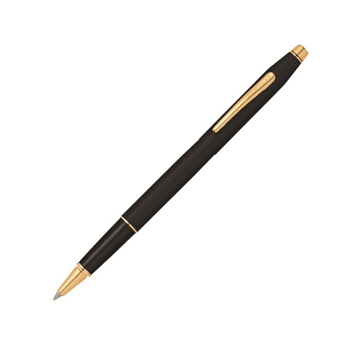 Ручка-роллер CROSS коллекция «ВЕЧНАЯ КЛАССИКА | CENTURY CLASSIC» Classic Black, латунь, покрытая черным матовым лаком, детали дизайна-позолота 23К