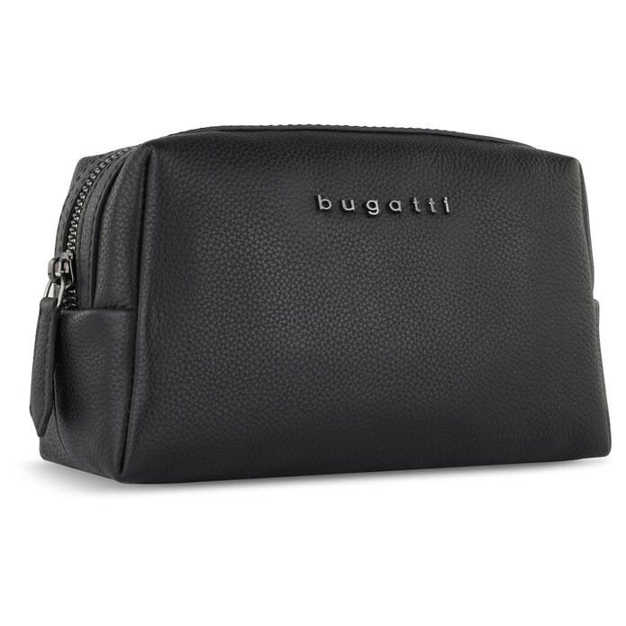 Косметичка BUGATTI БЕЛЛА | BELLA, чёрная, воловья кожа/полиэстер, 19х8,5х11 см