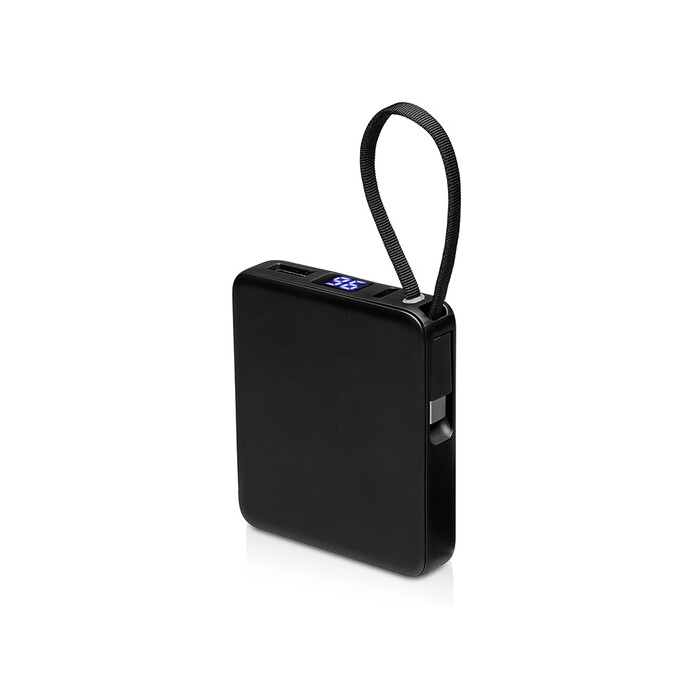 Внешний аккумулятор со встроенным кабелем USB-C «Дэнси», 5000 мАч, черный