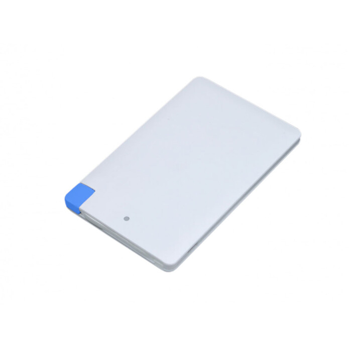 Универсальное зарядное устройство Credit _card1_power_bank  под нанесение логотипа  в виде кредитной карты, толщина всего 7,5 . 2500MAH. Синий