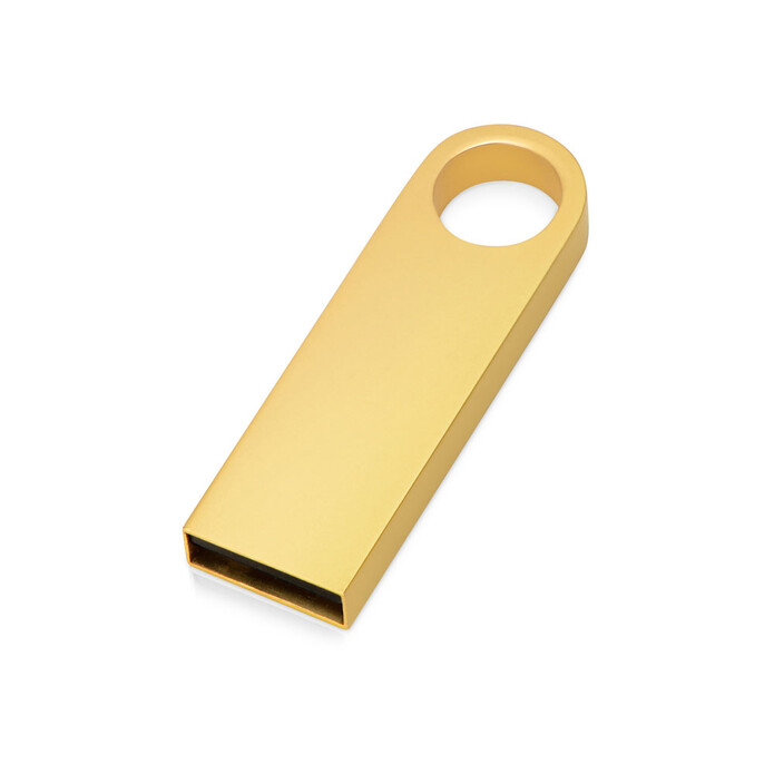 USB 2.0-флешка на 64 Гб с мини чипом и круглым отверстием, золотистыйй
