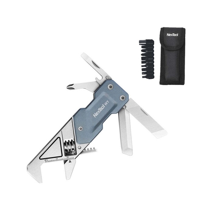 Мультитул-ключ Nextool Light Wrench W1 с набором бит, 6 функций, голубо-серый (NE20270)