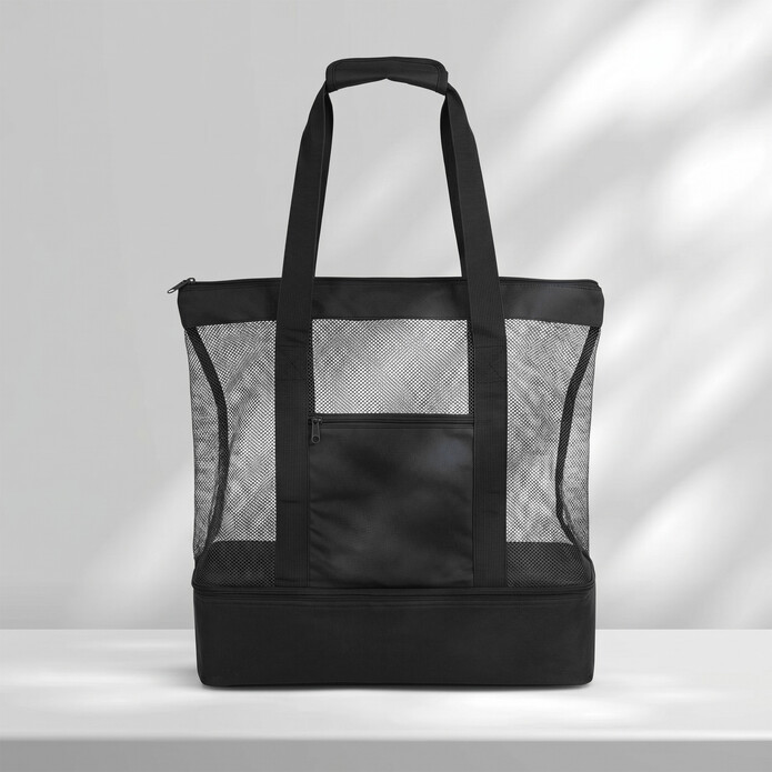 Сумка для шопинга и пляжа «Coolmesh» с изотермическим отделением внизу, черный