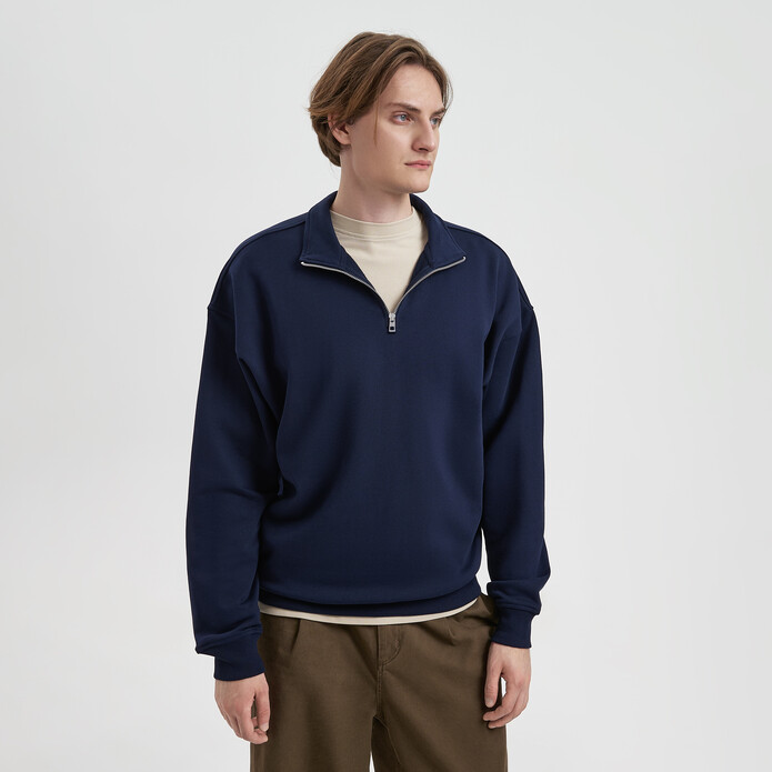 Толстовка на молнии унисекс Флоу (Flow), темно-синяя, размер 5XL/6XL
